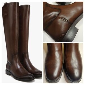 Franco Sarto Sz 8.5 Meyer Dark Brown Hand Crafted Leather Tall Knee-High Boots